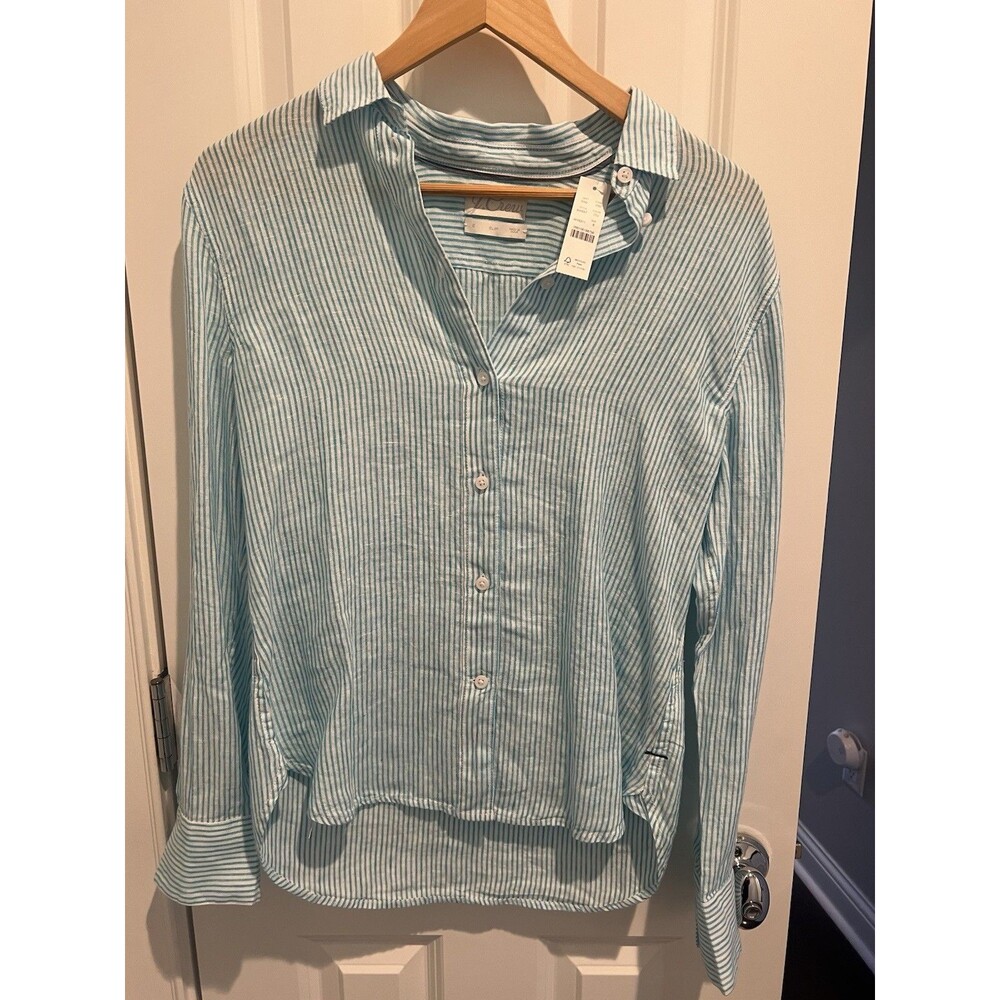 J.Crew Baird McNutt Irish Linen Button Down Shirt Blue Coastal Resort Slim 6